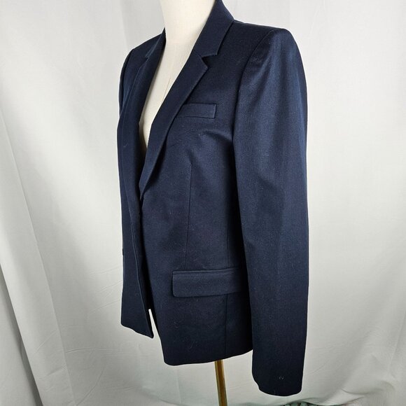 J. Crew Blazer Size 8 Navy Schoolboy Front Pockets, 2 Button Cotton Preppy - Picture 3 of 13